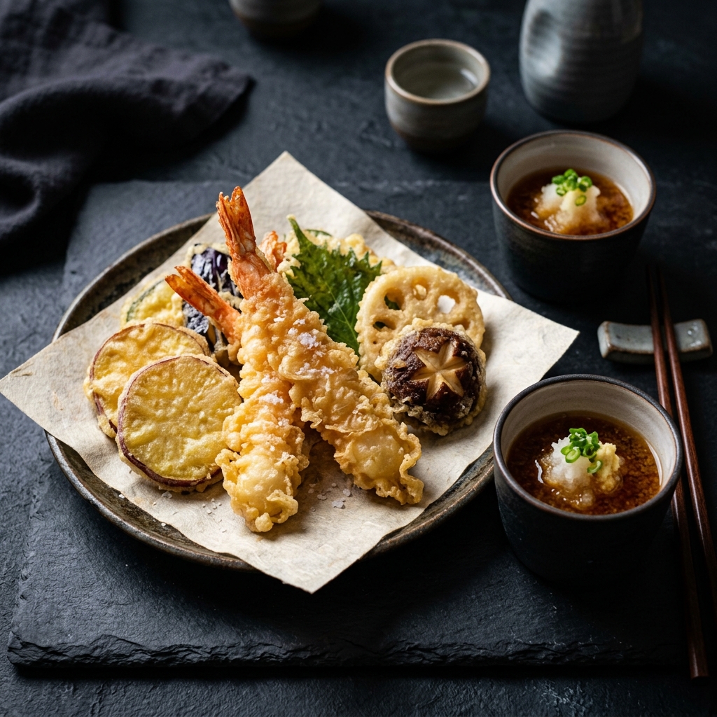 Crispy prawn and vegetable tempura